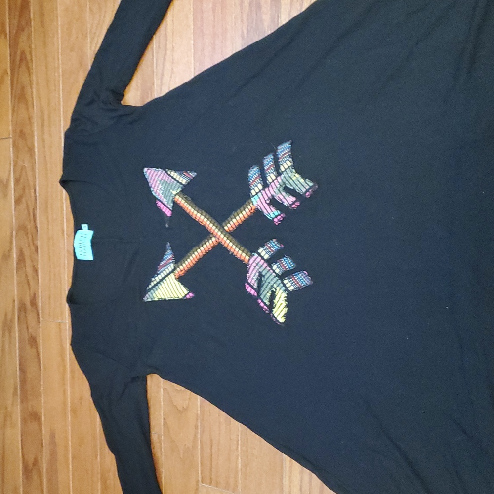 Black Judith March Colorful Arrow Mini Dress/Tunic Size Small